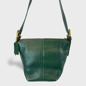 Vintage Coach Forest Green Leather Shoulder Bag